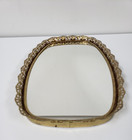 Vintage Vanity Tray  Gold Tone Metal Dresser Mirror Perfume Tray 14 5 In Long