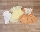 Vintage Little Girls Dresses Lot Of 3  Peach  Pale Yellow Sheer Overlay