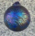 Glass Eye Studio Round Ornament Multi Color Iridescent Purple Blue Green 2 75   