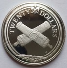 1985 Bvi  20 Sunken Ship Treasures Crossed Cannons Silver Proof Coin Franklin Mt