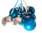 Mcm 1950s Christmas Ornaments Retro Blue   Silver  Set Of 8  Beauties 