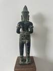 Post Angkor Revival Cambodian Khmer Bronze Statue With Stand