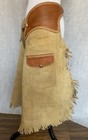 Custom Made Suede Leather Buckle Cowboy Fringed Western Adult Chinks