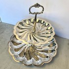 2 Tier Scalloped Serving Tray Vintage Silver Plated Hong Kong