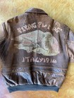 Leather Flight Jacket With Painted Back Dimonte Avirex A2 Vintage    flying Pumas   