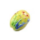 Handmade Lampwork Glass  water Flower  Pendant Oval Bead - Yellow  1 