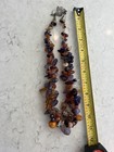 Vintage Natural Chunky Multi Stone Necklace Loaded With Citrine And Amethyst  