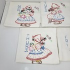 Set Of 5 Vintage Embroider Pattern Not Used Flour Sack Dish Towels 3ft X 2ft 
