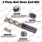3 Flute 1 2  Carbide End Mill -  030 Corner Radius Mill- Zrn Coated For Aluminum