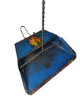 Vintage Standing Metal Dustpan Long Handle Blue Floral Hooded Upright Farmhouse