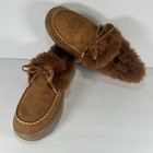 Brown Suede Moccasins Plush Fur Lined Loafer Slippers Women s Size 38  us 7 