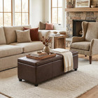 Avalon Storage Ottoman Bench - 48  Wide X 16  High Upholstered Vegan Leather Rec
