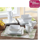 Better Homes   Gardens 16 Piece Square Porcelain Dinnerware Set  White