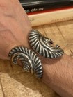 Vintage Sterling Silver 925 Fern Clamper Cuff Bracelet Taxco Mexico 60 8gr