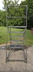 Industrial Metal Rolling Ladder With Platform  Safety Rails   Casters