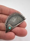 Vintage Navajo Sterling Silver Flush Inlay Turquoise Porcupine Pin Brooch 8 6g