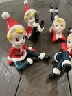 Complete Set Of 6 Vintage Christmas Tumbling Elf Pixie Figurines Japan As Is