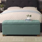Teal Storage Ottoman Bench With Hinged Lid For Living Room Seating And Decor
