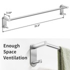 24 Inch Adhesive Towel Bar With 2 Hooks  No Drill  24 Inch  Brushed Nickel