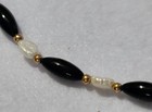 Necklace - Black Onyx   Rice Pearls - 14k Gold Filled Clasp   Beads - 15 In