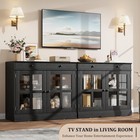 35 4  Black Sideboard Buffet Cabinet With Glass Doors And Drawer For Dining Room
