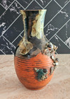 Antique Sumida Gawa Pottery 9 5  Vase - Inoue Ryosai Style Children Relief