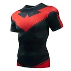 Nightwing Dick Grayson Compression Shirt     Half Sleeve Superhero Workout Top