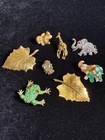Colorful Costume Jewelry Brooch Pin Lot  Animal   Nature Theme
