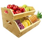 2-pack Stackable Vegetable Storage Bins  Kitchen And Pantry 14 Inche Bamboo