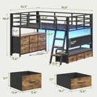 Low Loft Bed Twin Desk 9 Drawers Led Lights Charging Station Ladder Rustic Brown