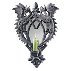 Medieval Gothic Twin Dragons Candle Holder Wall Mirror Sconce