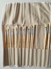 Paint Brush Set Bristle Artist Handles Natural Canvas Case Unused New Michaels 