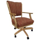 Swivel Wood Dining Caster Chair Classic On Wheels In P-siene Red