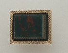 Vintage Tie Tack Lapel Hat Pin 1 2  Textured Gold With Bloodstone Blood Stone