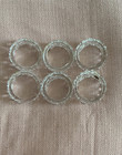 Vintage Set Of 6 Cut Crystal Glass Napkin Rings Western Germany Diamond Pattern