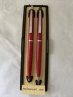 Vintage Paper Mate Double Heart Red   Chrome Pen   Pencil Set Usa Untested