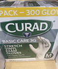 Curad Basic Care 3g Stretch Vinyl Exam Gloves  300 Piece  Soft Flexible Easy Fit