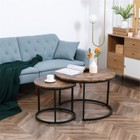 Top Round Coffee Table Stacking Tables Sofa Table Set Of 2 W   Metal Frame Black