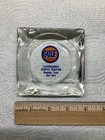 Old Vintage Gulf Oil Company Ashtray     Clear Glass 4     Nice 
