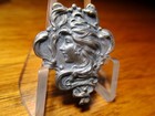 Vintage Antique French White  nouveau Girl hair Flowing  Metal Picture Button