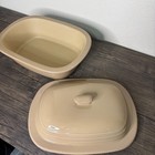 Pampered Chef Deep Covered Baker 3 1 Qt Stoneware Beige Lid 1321   5294