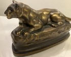 1920s Art Deco Kronheim K o Barye Panther Lion    bronze    Metal Statue Bookend  2