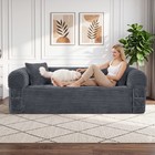 2-in-1 Convertible Floor Sofa Bed 3-seater Boneless Couch With Fixed-shape Frame