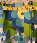 Pair 1970   s Sears Perma-prest Curtians Flower Power Blue   Green Groovy Pleated
