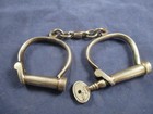 Antique Victorian Hiatt  Hand Cuffs Warranted Wrought Key No100 British 1880   s