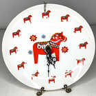 Vtg Bergquist Imports Swedish Folk Art 9  Dala Horse Plate Clock Minnesota Usa