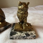 Antique Pair Owl Bookends Marble Base Spelter Or Brass