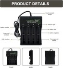 18650 Rechargeable Battery 9900mah   Charger For 26650 14500 16340 4 Pack