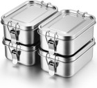 4 Pcs Stainless Steel Food Containers Metal Bento Lunch Box Stainless Steel F   