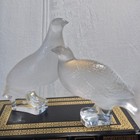 Rare Pair Lalique Paris Perdrix Debout Crystal Partridge 5  And 7  Excellent Con